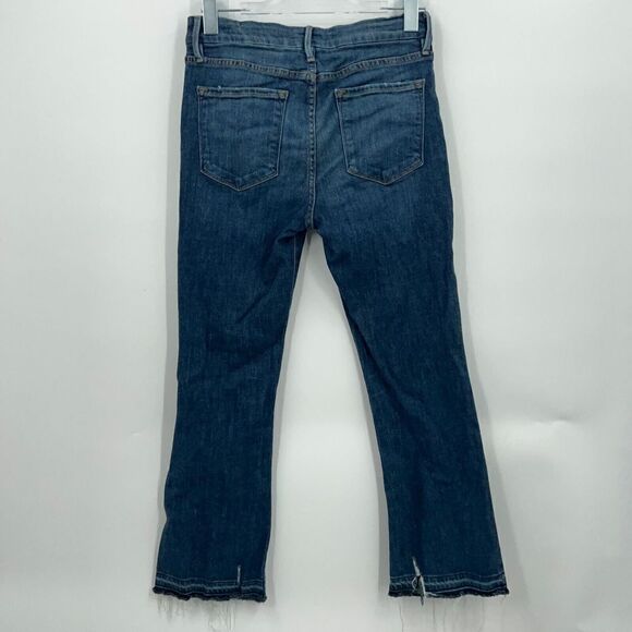 Frame Denim Women's Jeans Size 27 Le Crop Mini Boot Distressed Blue Raw Hem - Picture 10 of 16
